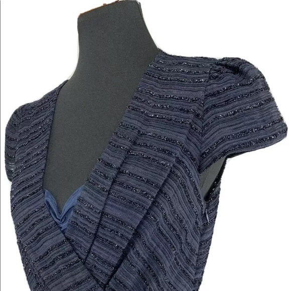 MILLY Blue & Black Striped Glitter Belt Dress - Picture 3 of 7